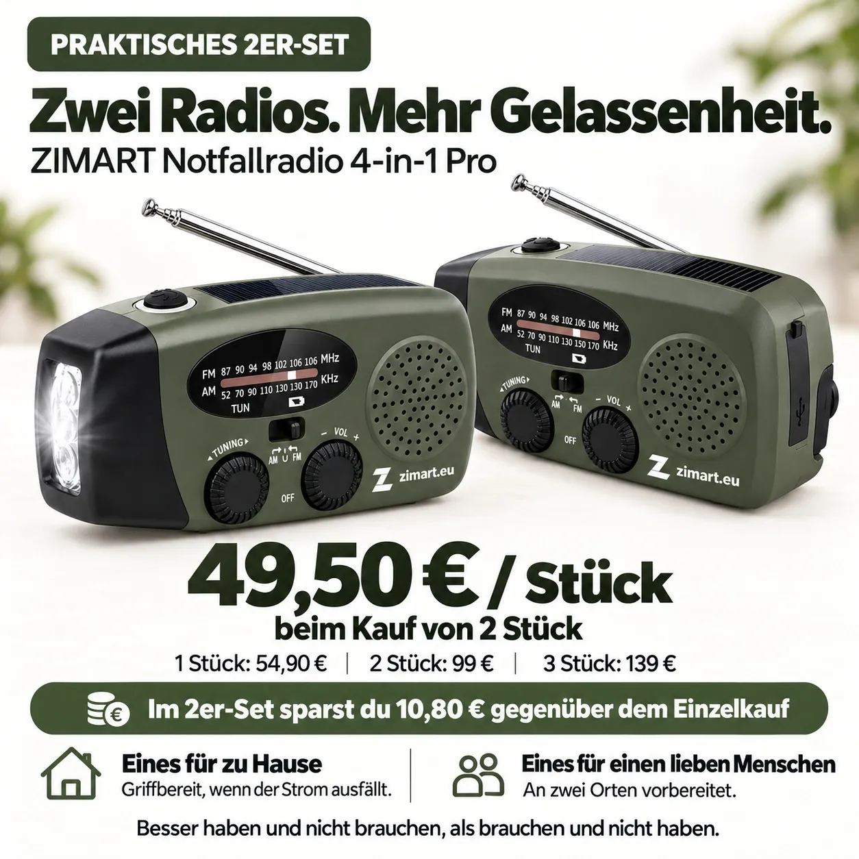 Zwei ZIMART Notfallradios im Set